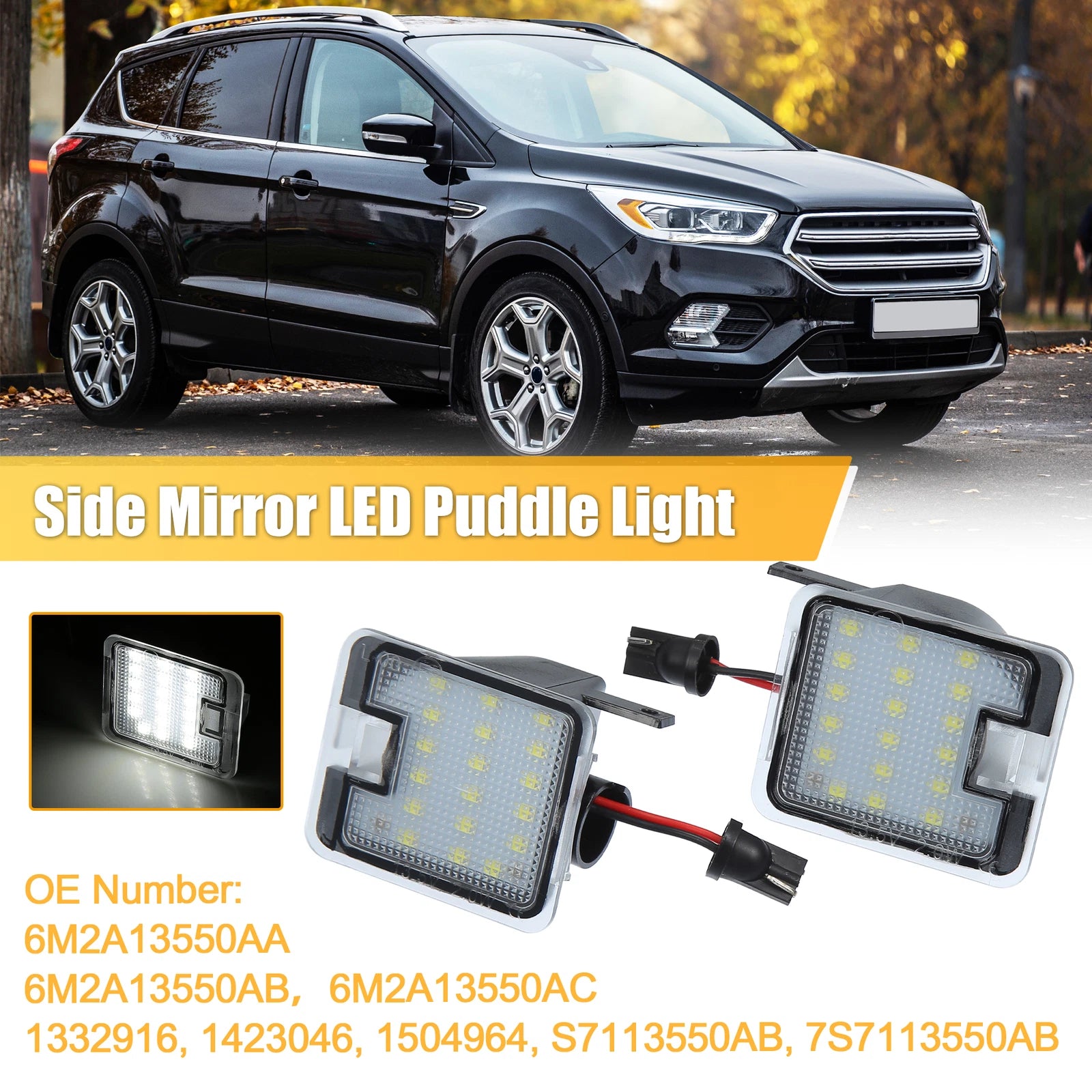 2X LED Puddle Light Side Mirror Lamp for Ford C-Max (2013–2019)