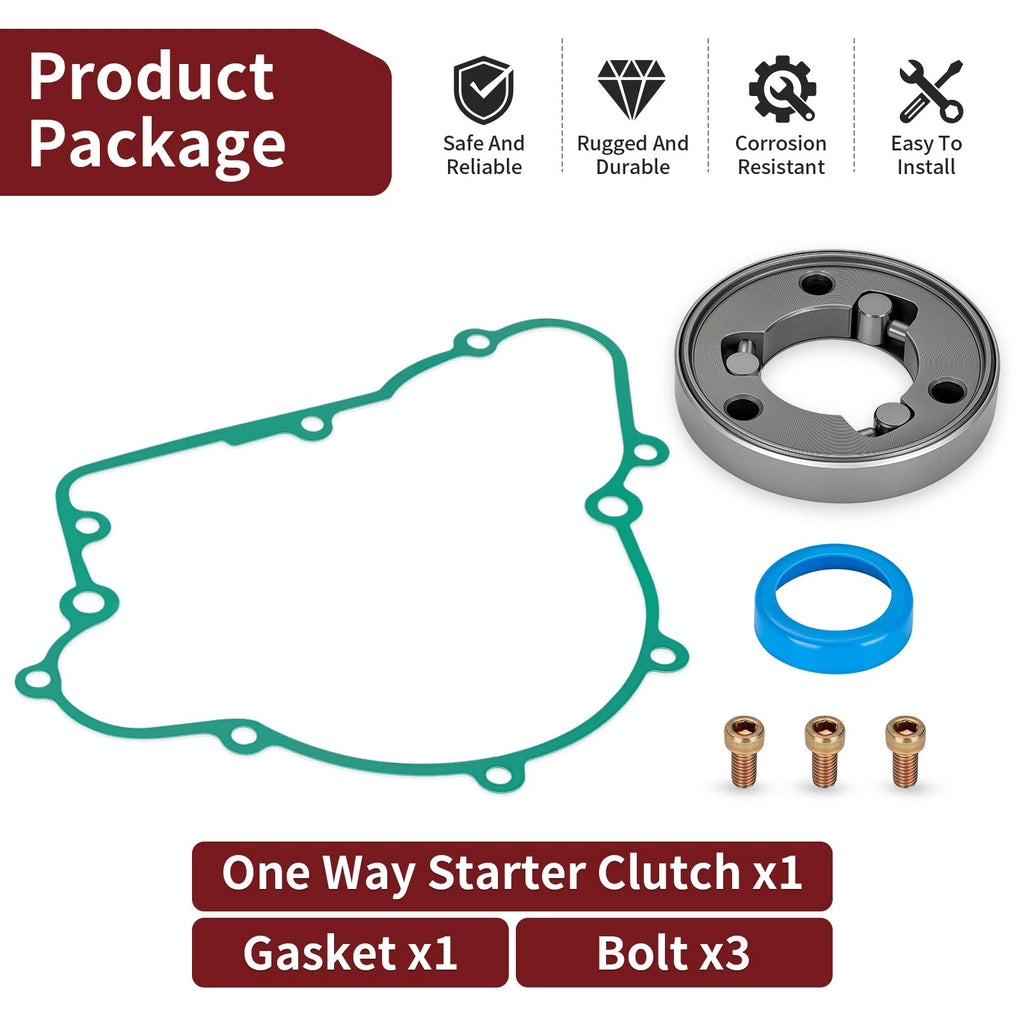 Starter Clutch One Way Bearing & Gasket Bolts for Kawasaki Bayou 220 (1988–2002)