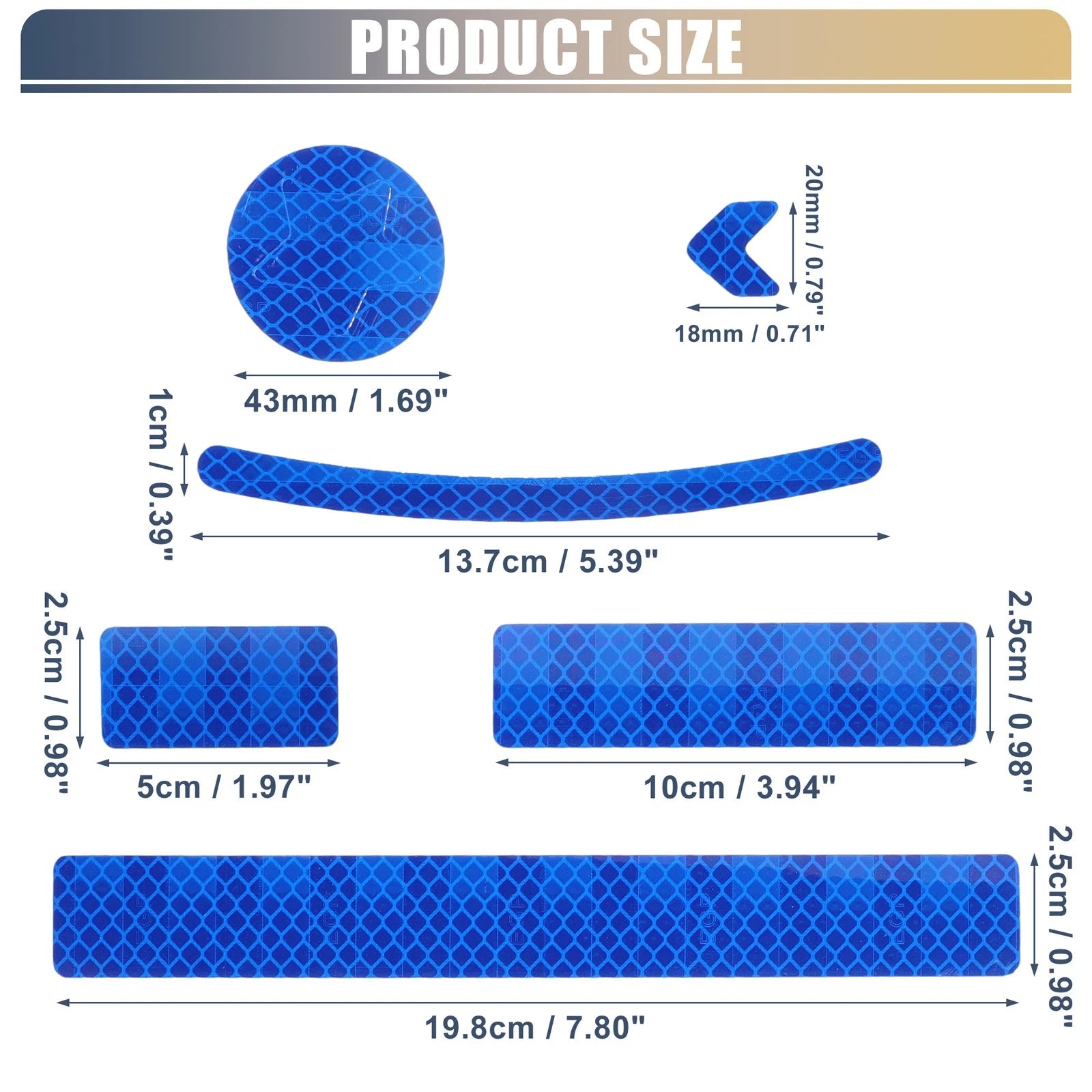 Reflective Safety Warning Tape Set for Bike Motorcycles (Blue) (42 Pack)