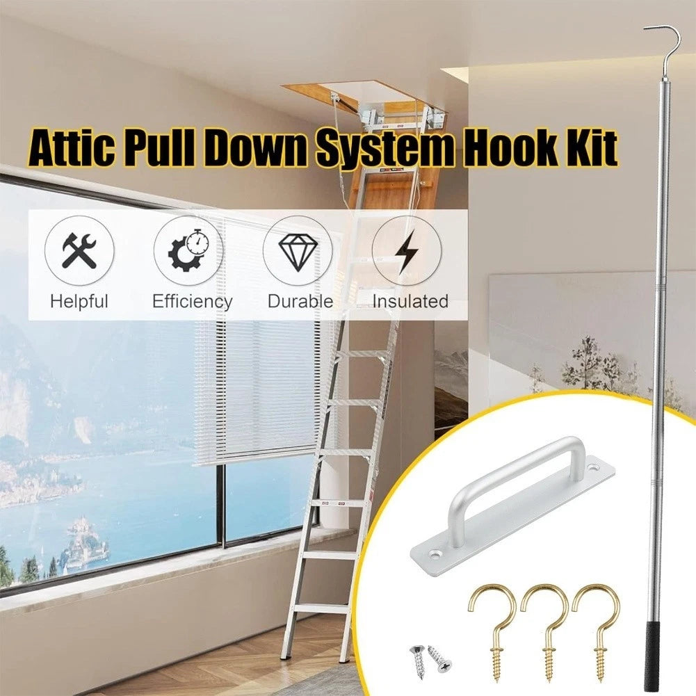 Stainless Steel Loft Ladder Pull Down Kit with Hooks for Home Use