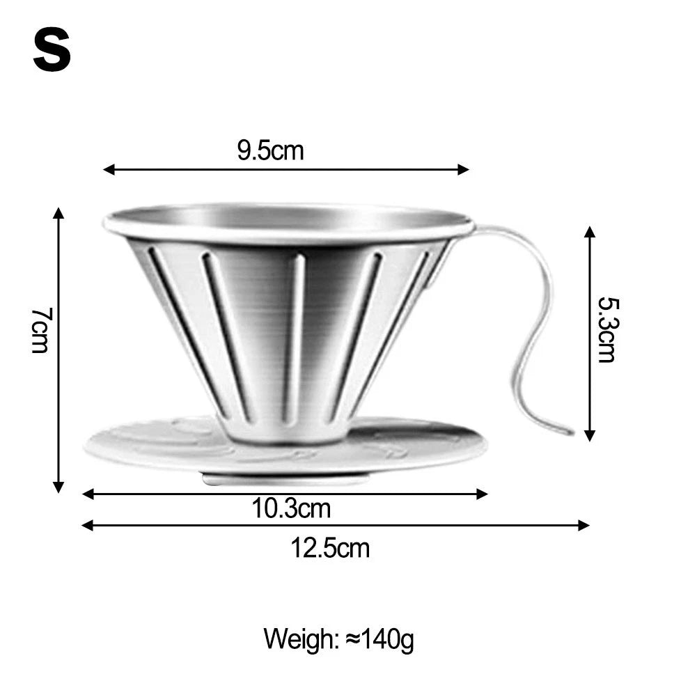 Stainless Steel Coffee Filter Cone with Easy Grip Handle