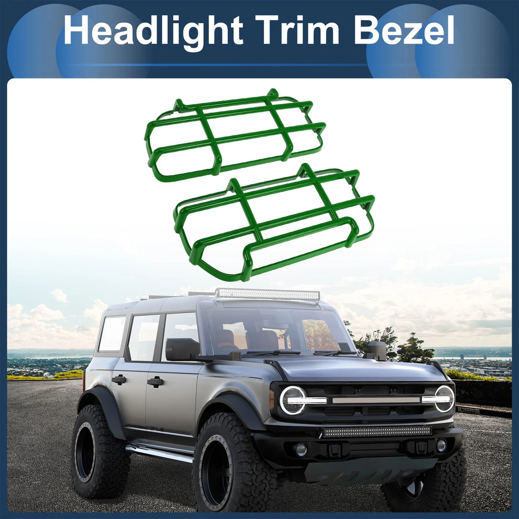 1 Pair Headlight Trim Bezel for Ford Bronco (Green)