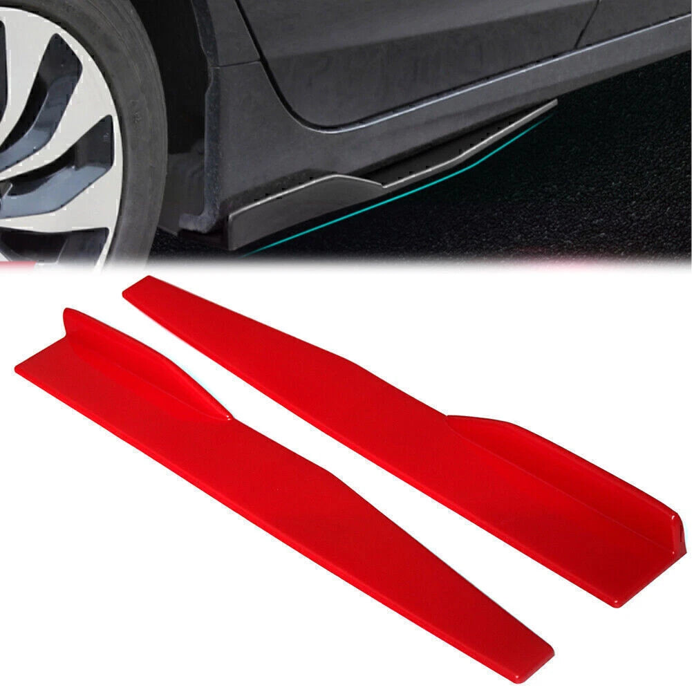 Pair of 29.33" Red Side Skirt Rocker Splitters for Universal Fit