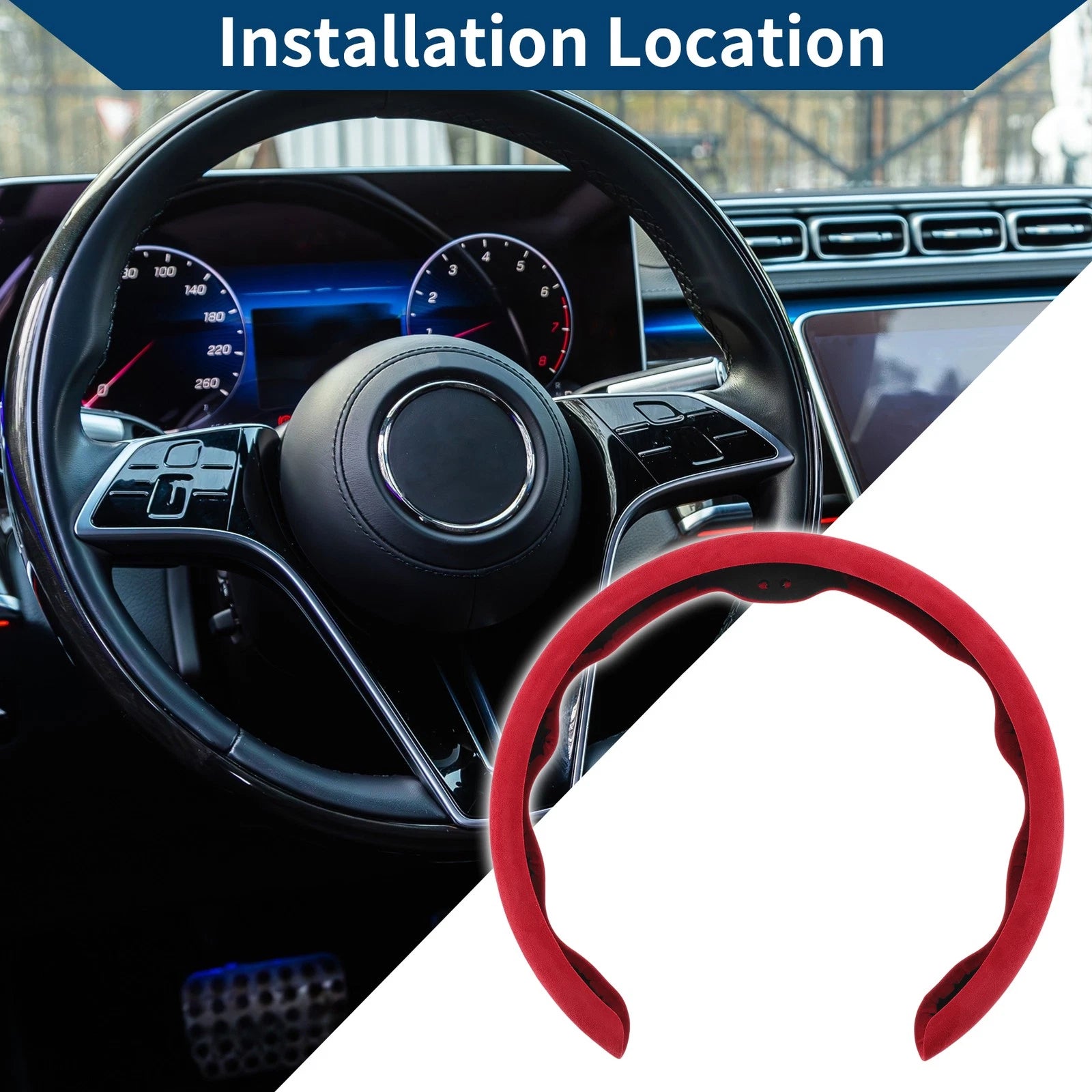 Steering Wheel Cover for Universal Fit (14.96", Red)