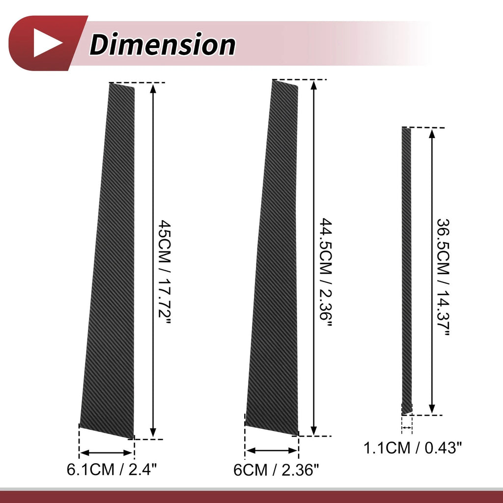 Door Pillar Window Trim 6 Pcs Replacement for Lexus GS (1998–2005) Carbon