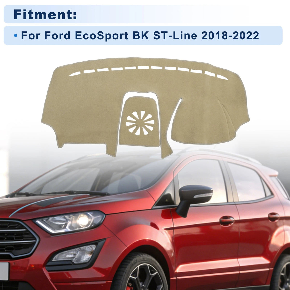 Dash Cover for Ford EcoSport (2018–2022) Polyester Beige Set of 1