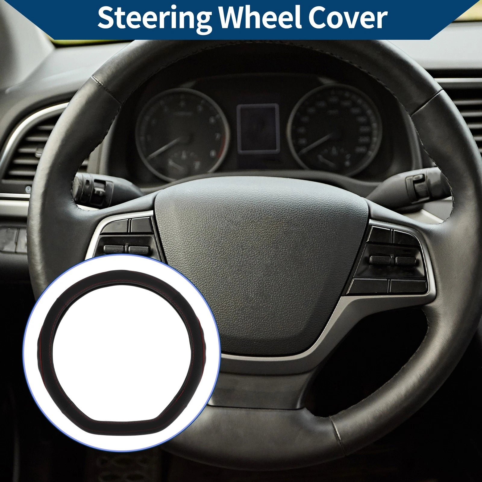 Rubber Steering Wheel Cover for Universal Fit (14.96")