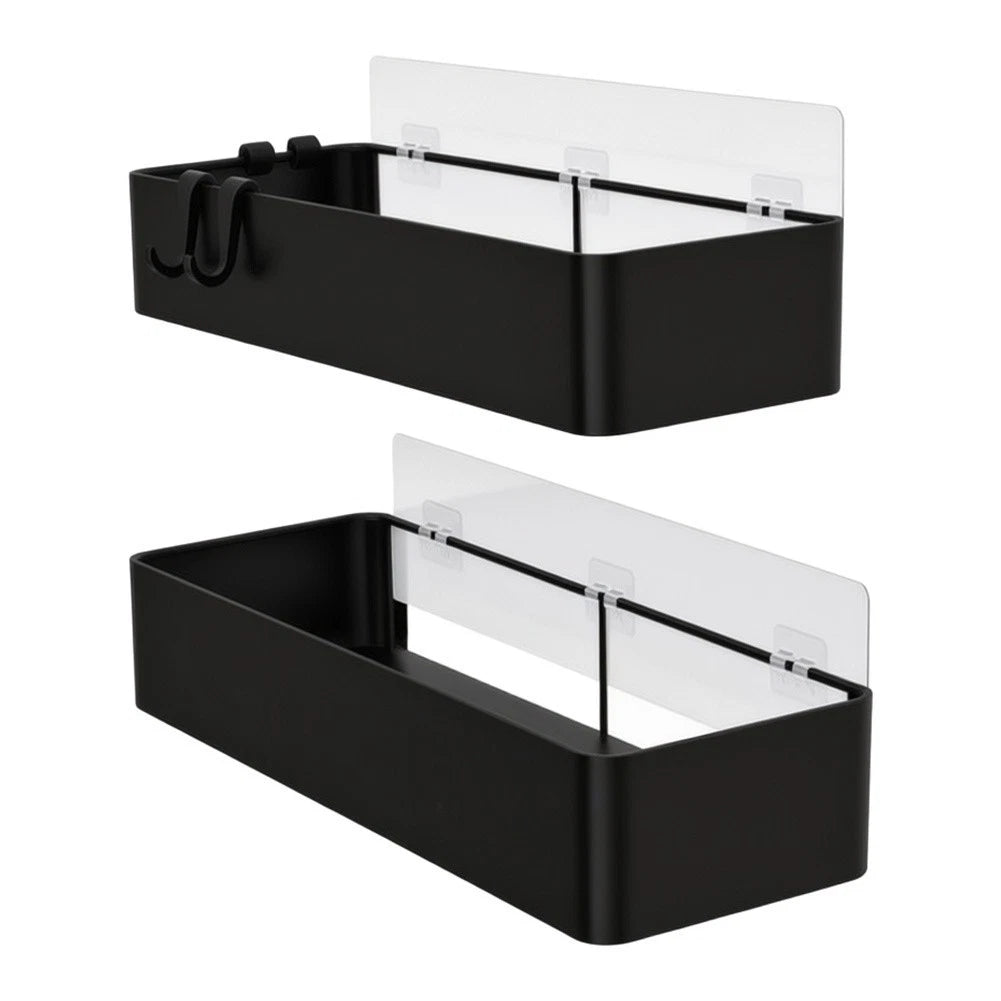 Shower Shelf Set of 2 Black Rustproof Iron No Drilling Required