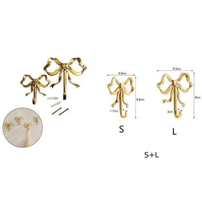 Brass Bow Knot Wall Decor Hooks for Home Decor (No Part Numbers)