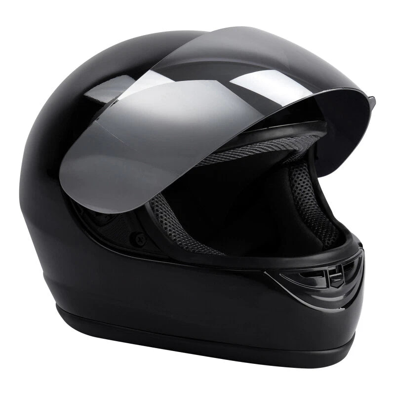 Full Face Helmet for Motorcycle (DOT Approved) - Silver Mirror Visor