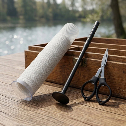 Fishing Kit 5M PVA Mesh 25mm 37mm with Funnel Plunger and Scissors