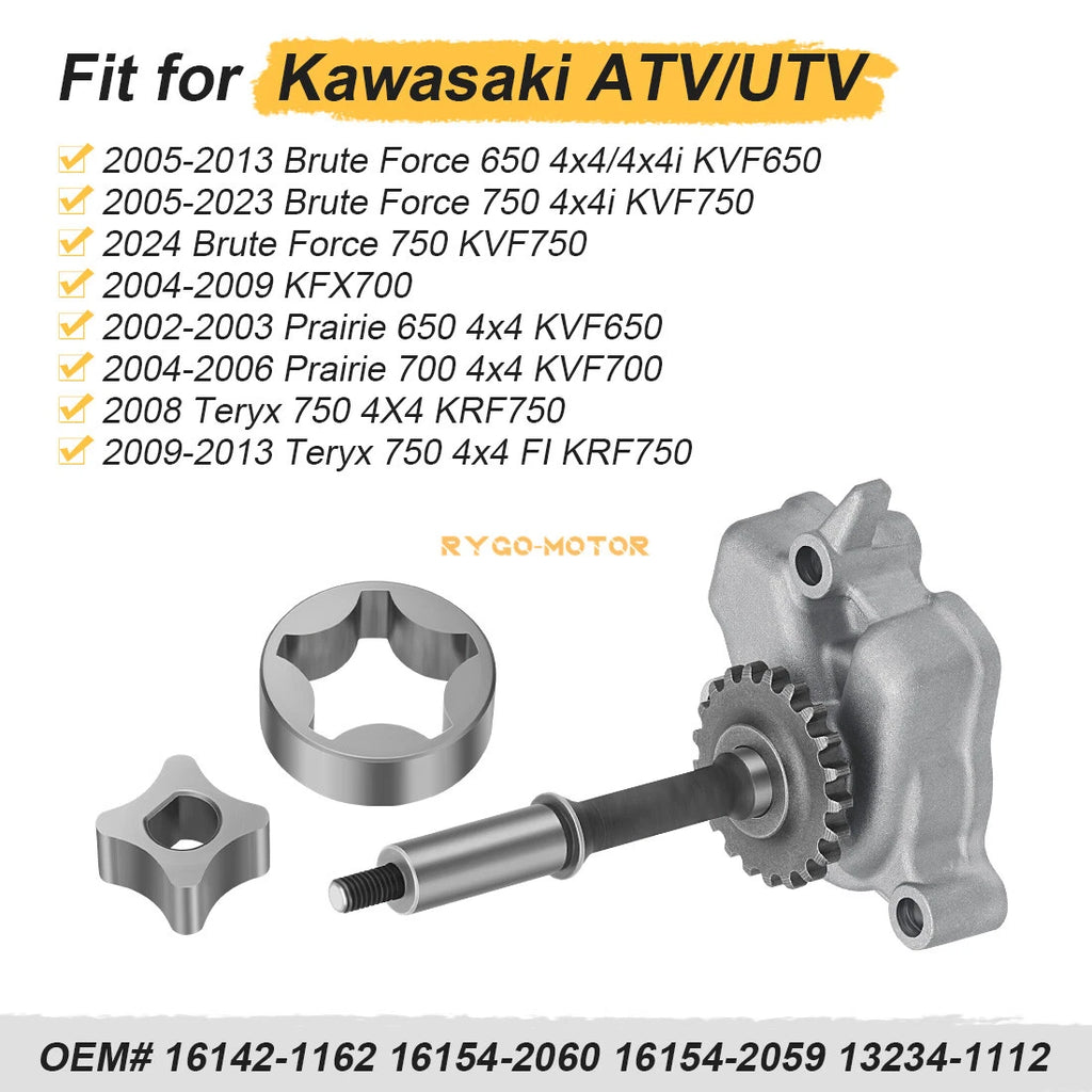 Oil Pump Cover & Rotor & Shaft for Kawasaki Brute Force 650 750 (2005–2024)