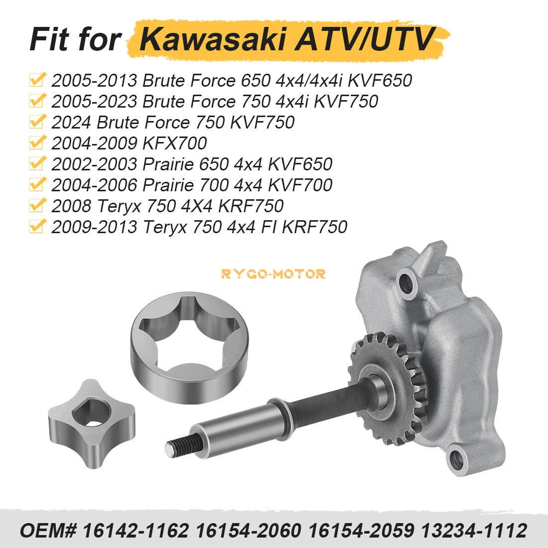 Oil Pump Cover & Rotor & Shaft for Kawasaki Brute Force 650 750 (2005–2024)