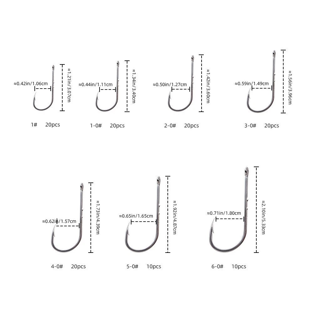 Long Shank Fishing Hook with Double Back Barb Offset Point (2X)