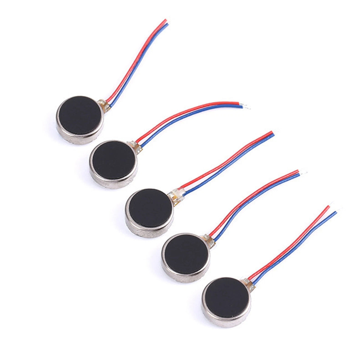 Set of 5 DC Micro Flat Button Coin Vibrating Motors 3V 10mm x 2.7mm