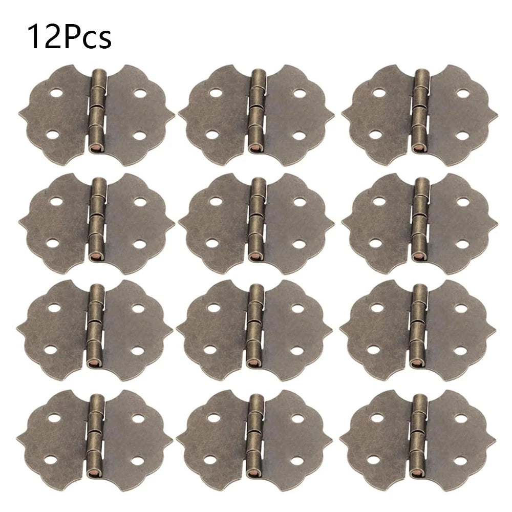 12Pc Antique Bronze Cabinet Hinge for Wooden Box Jewelry Chest