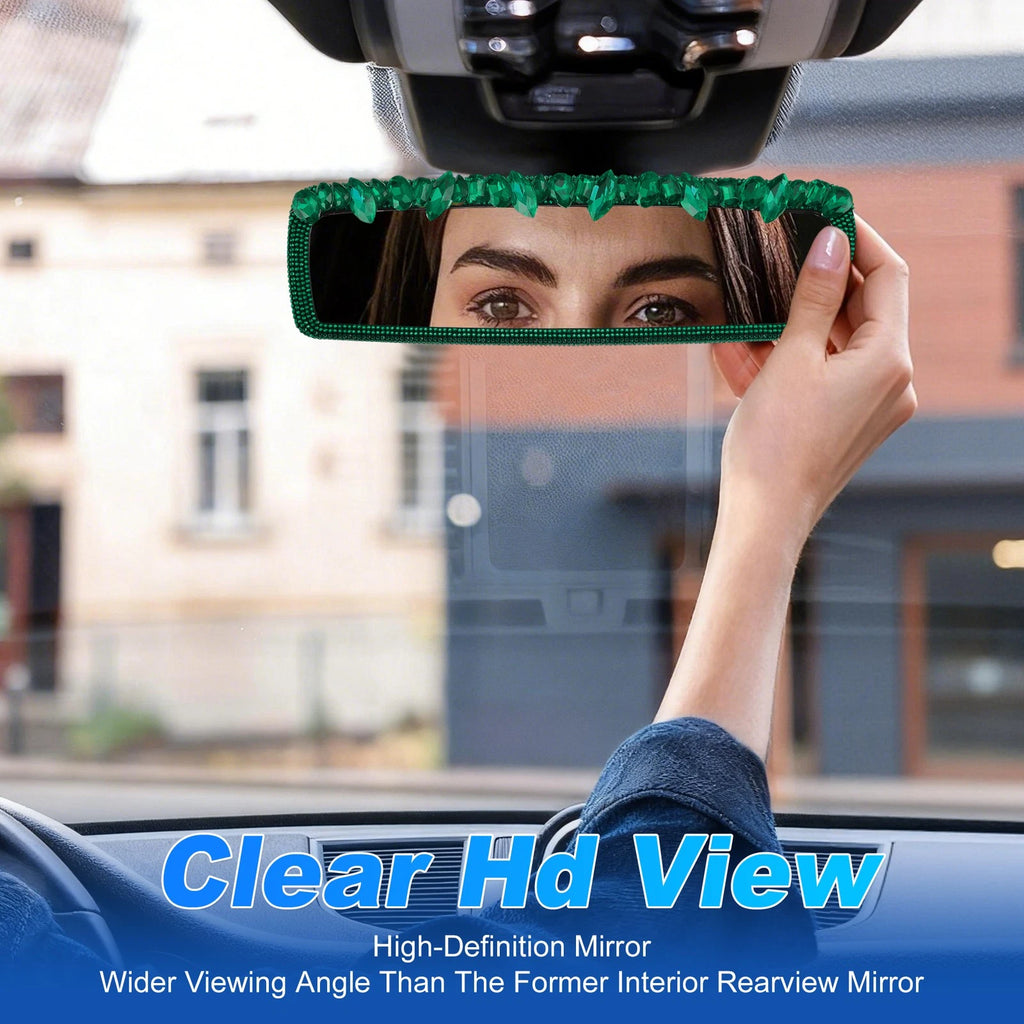 Interior Rearview Mirror Clip-On Rectangle Green for Universal Fit (1 pcs)
