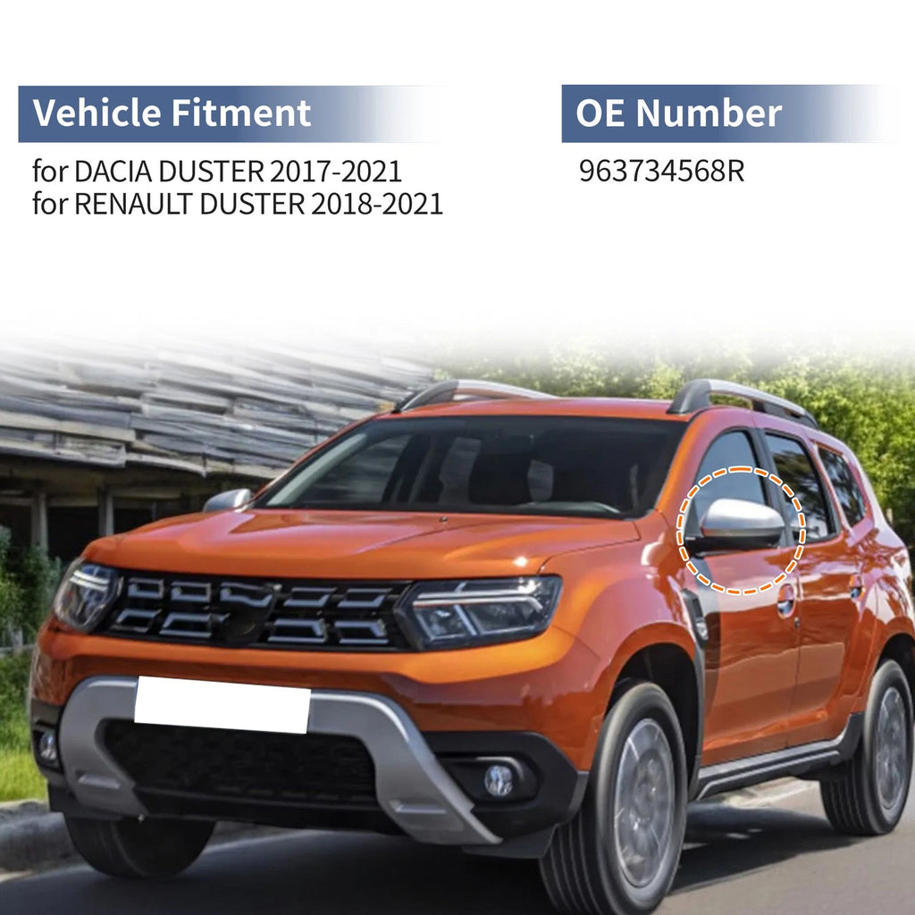 Left Side Mirror Cover Cap for Dacia Duster (2017–2021) - Black