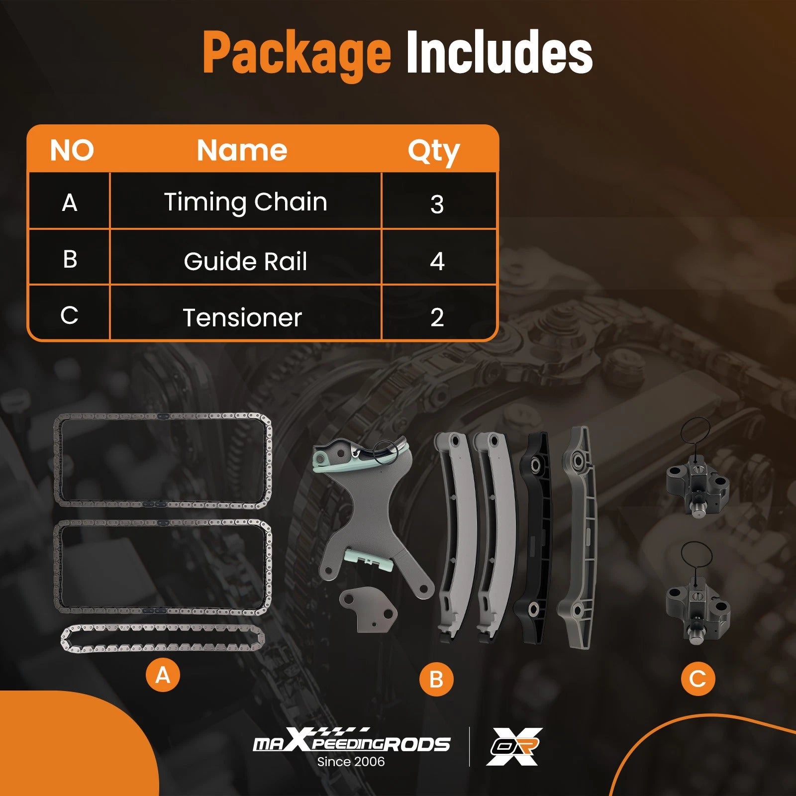 Engine Timing Chain Kit for Dodge Dakota Ram Nitro Jeep Liberty 3.7L (2002–2011)