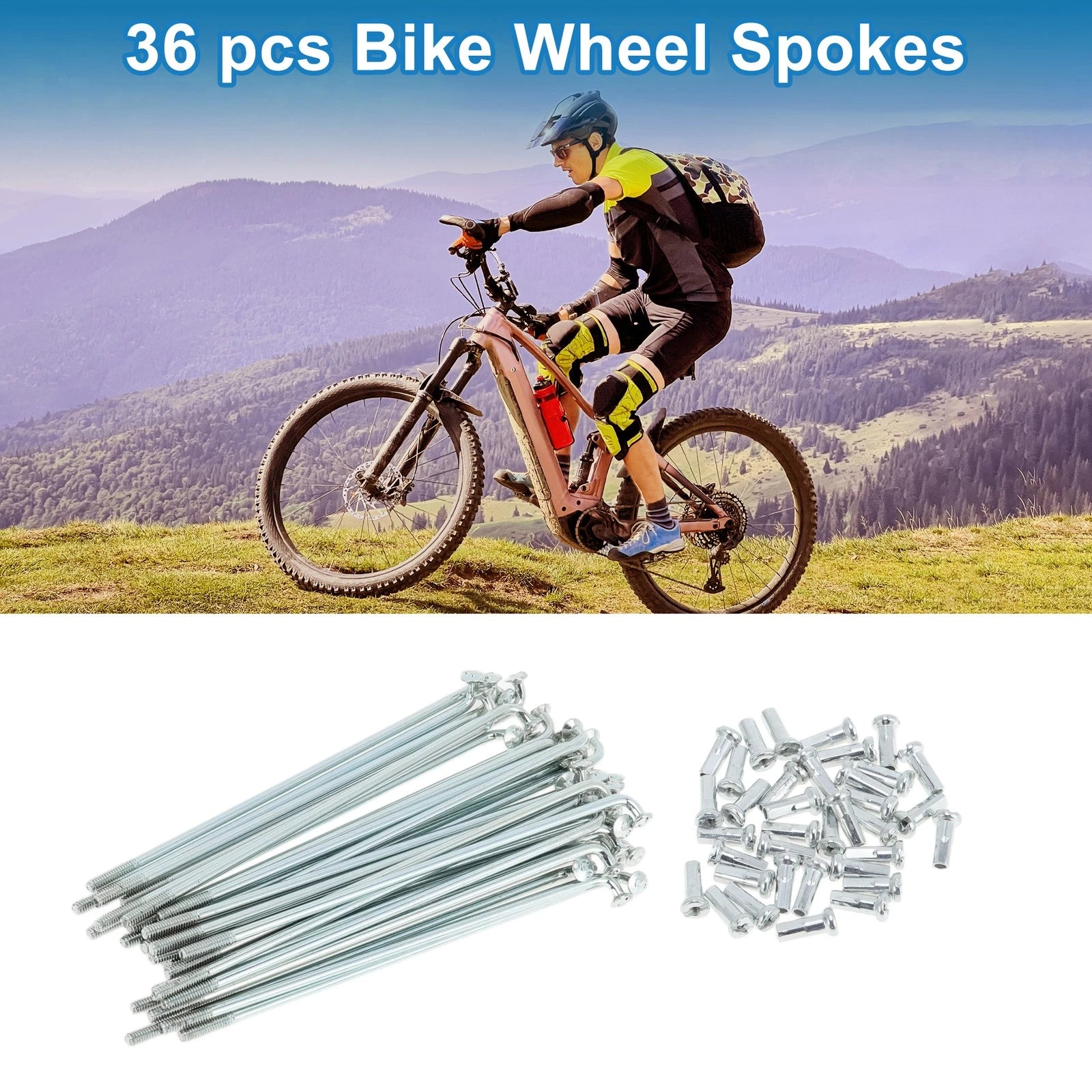 Bicycle Spokes Set 14G 85mm Galvanized Carbon Steel for Universal Wheels (—)