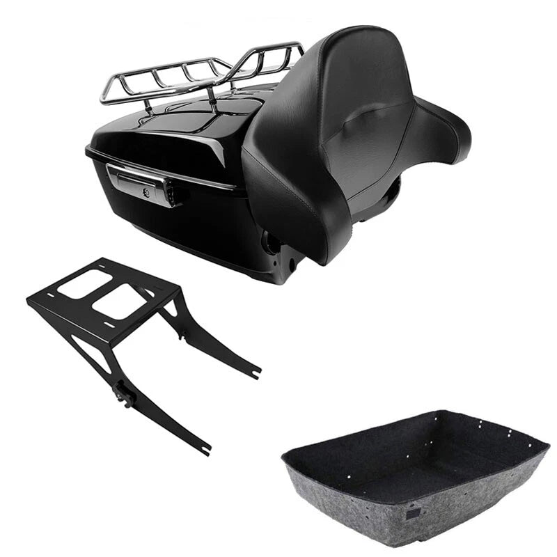 2X King Trunk Backrest Mounting Rack for Harley Fatboy (2008–2017)