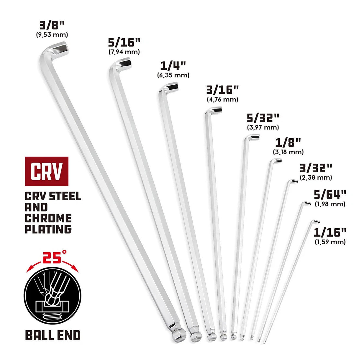 9 Piece Hex Key Wrench Set for Powerbuilt (240099)