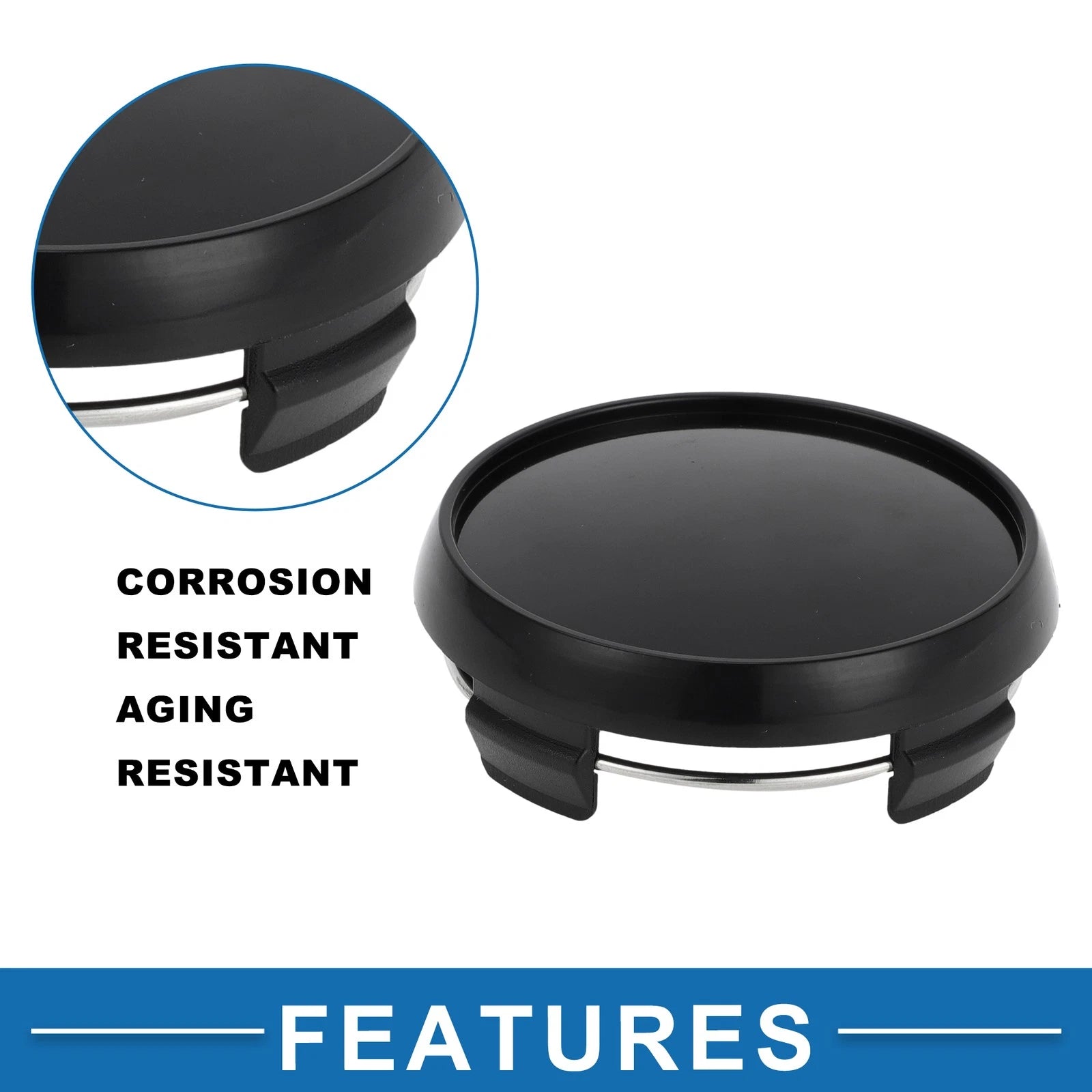 65mm Wheel Center Hub Cap for Universal Fit (Durable Plastic, Black)