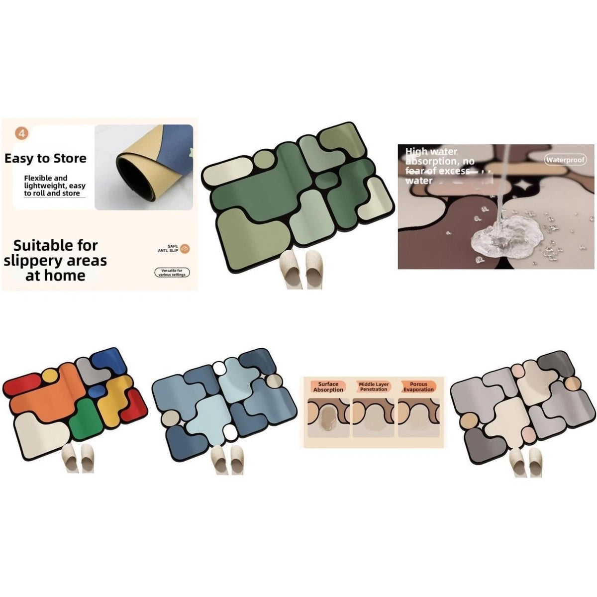 Diatomaceous Earth Bath Mat Non-Slip for Bathrooms
