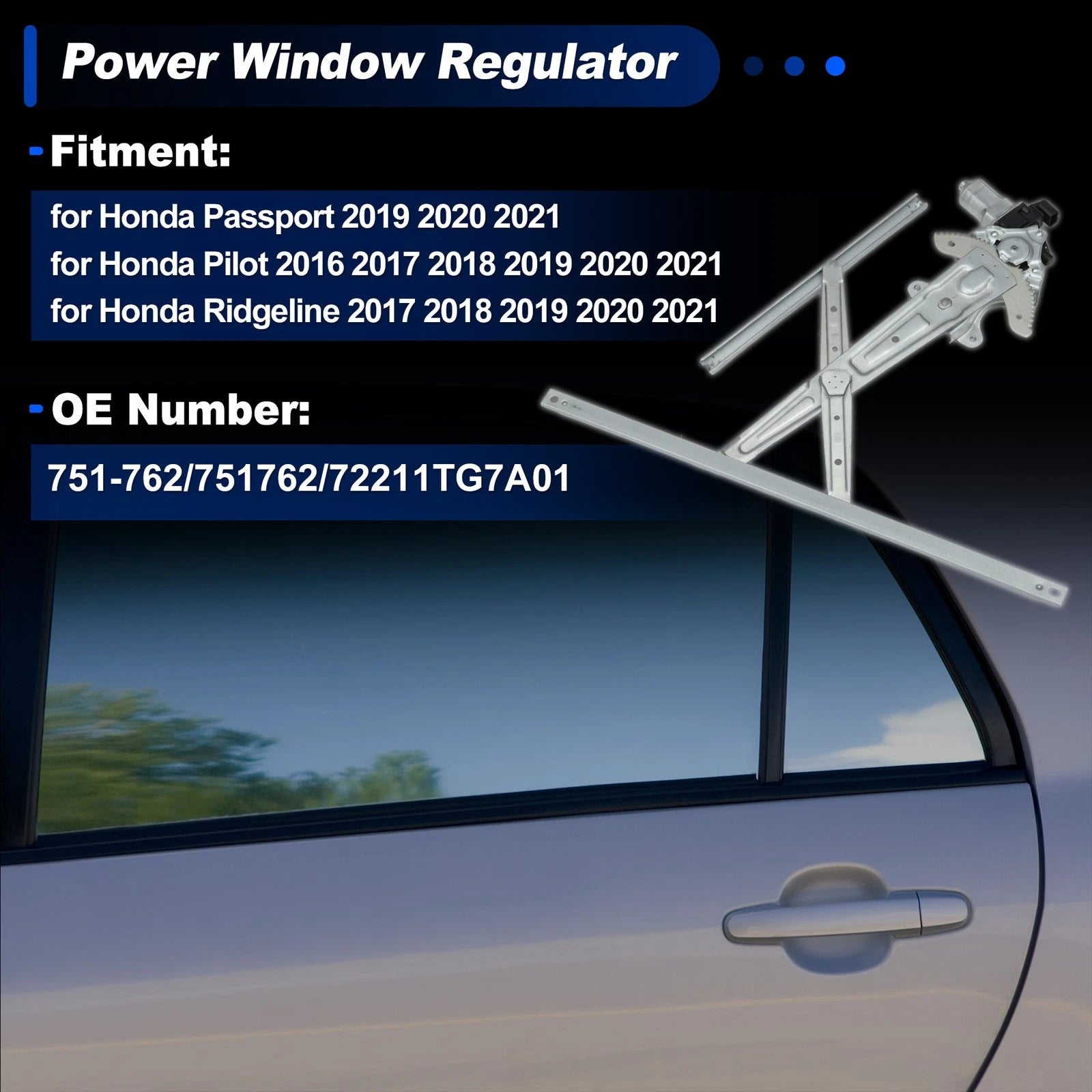 Power Window Regulator with Motor for Honda Passport (2019–2021)