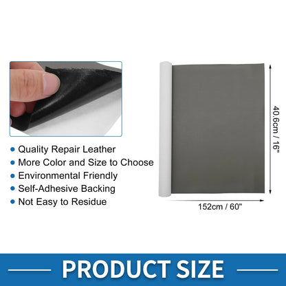 60"x16" Self Adhesive Leather Repair Patch for Car Seat Sofa Trim Gray