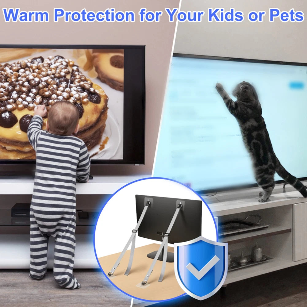 Adjustable Monitor Holder for Workstations with TV Anti Tip Strap