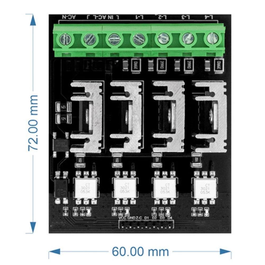 AC Dimmer Board for Microcontrollers 4 Channel 3.3V/5V (2010–2023)