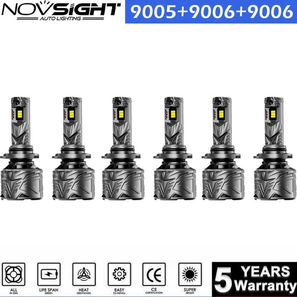 6X LED Headlight + Fog Light Bulbs Kit for