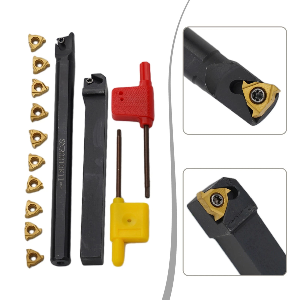 Lathe Threading Tool Holder Set with Inserts and Wrench for