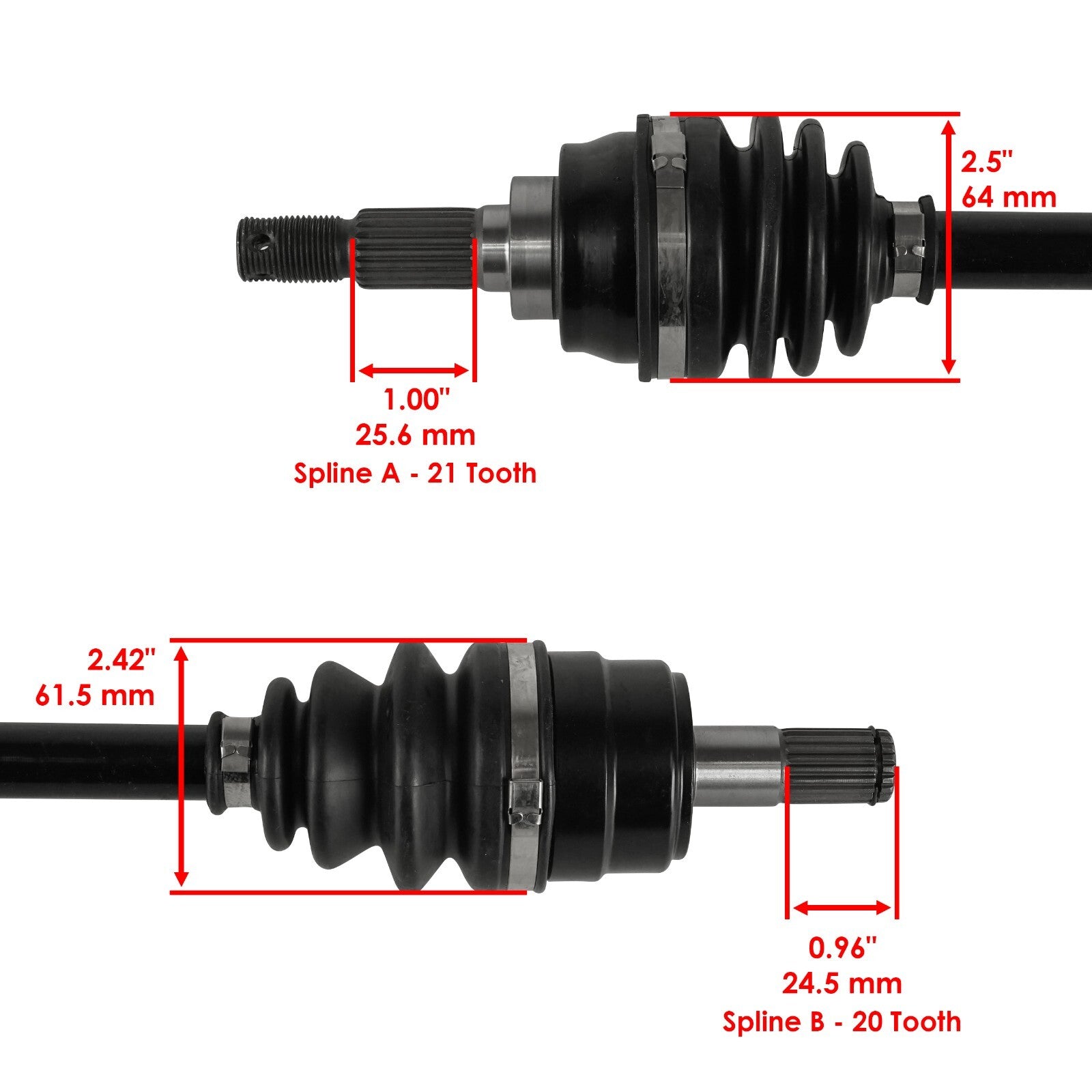 Front Left Right CV Joint Axles for Kawasaki Prairie 360 KVF360 4x4 (2003–2013)