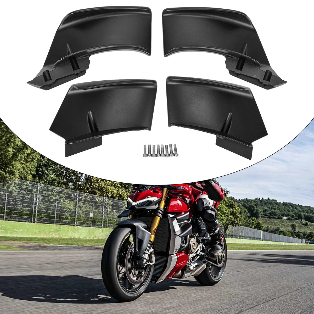 Black Replace Install Spoiler Fxed Winglets Wings For DUCATI Streetfighter
