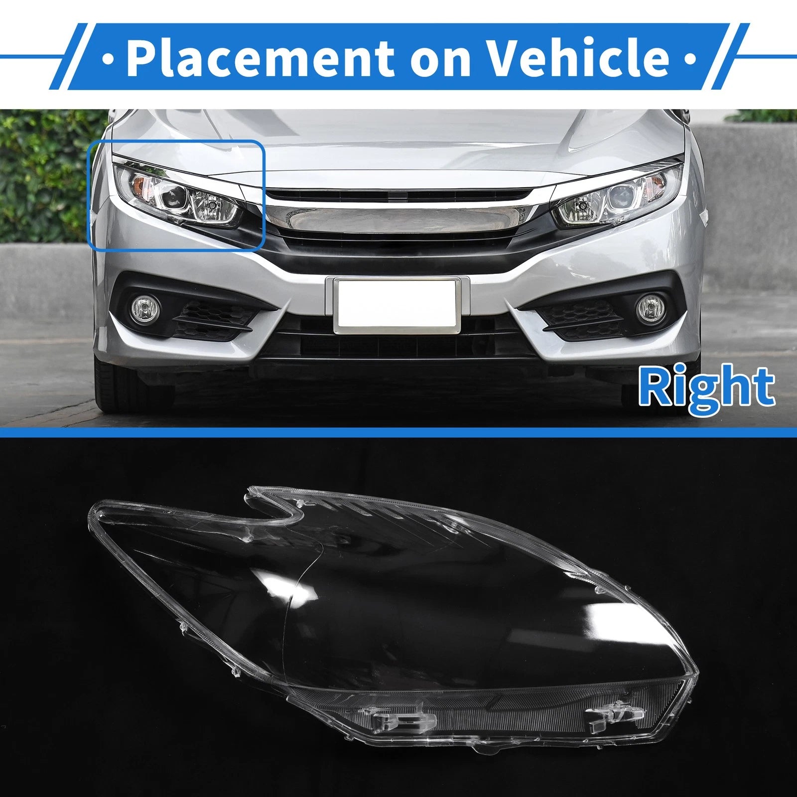 1 Pcs Front Right Headlight Lens Cover Replacement for Toyota Prius (2010–2012)