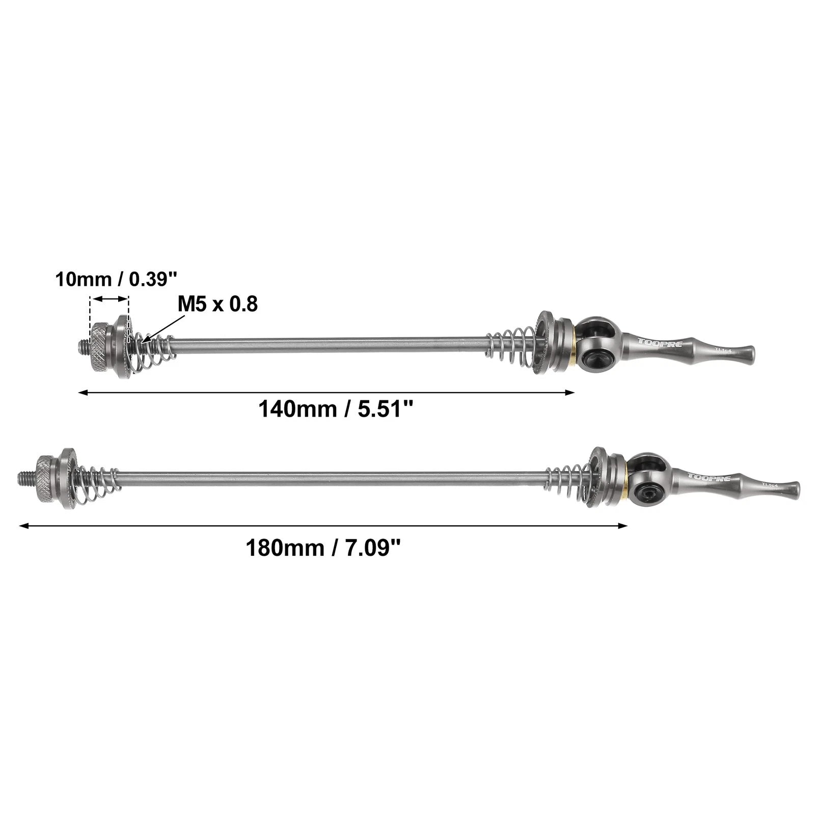 Quick Release Axle Skewer Pair Front Rear 140mm 180mm Titanium Tone for Bike (2000–2000)
