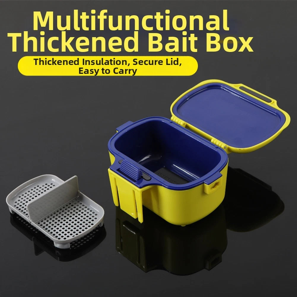 Live Bait Container with Inner Draining Insert for Sea Fishing