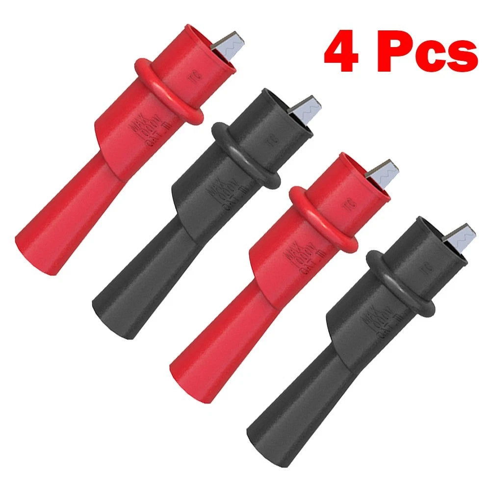 Set of 4 Insulated Crocodile Clips for Multimeter Testing