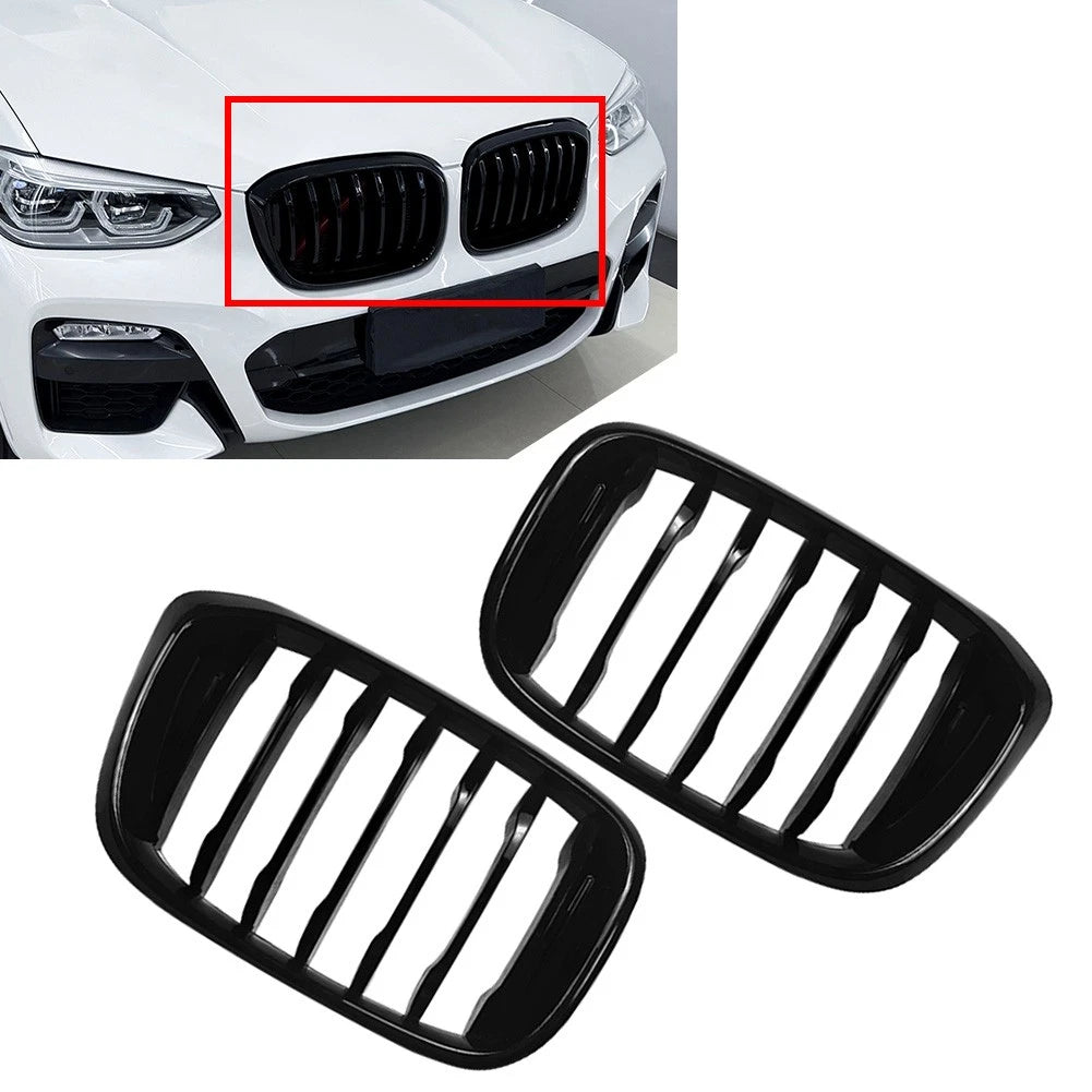 Glossy Black Front Kidney Grille for BMW X3 G01 X4 G02 (2018–2021)