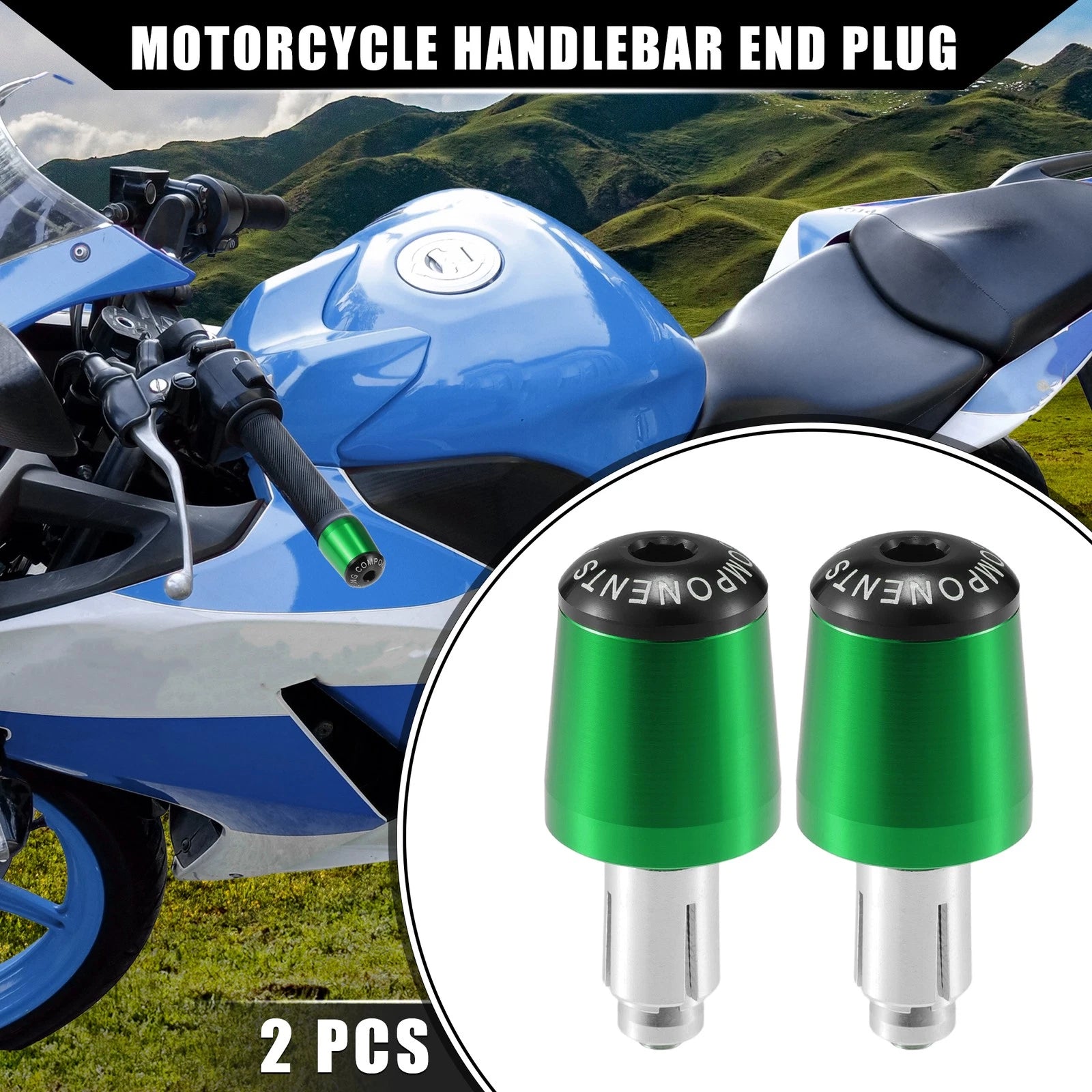 Handlebar End Plugs 2 Pcs for Honda Green (7/8 22mm) (2005–2015)