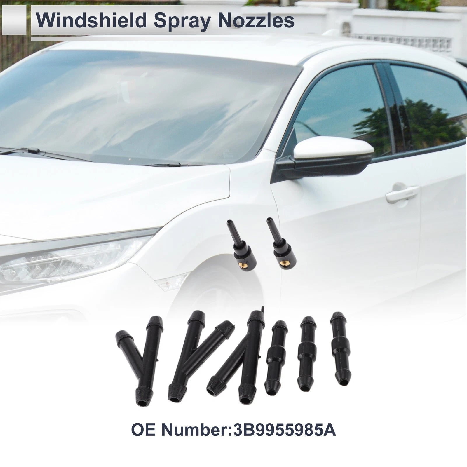 Washer Nozzle Replacement with Hose Connectors for Volkswagen (2010–2020)