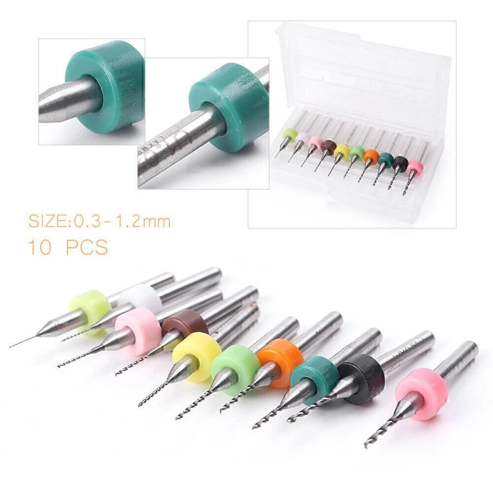 10x Mini Micro Drill Tools Kit for PCB Circuit Boards (0.3-1.2 mm)