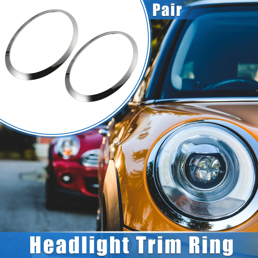 Front Side Headlight Trim Ring Pair for BMW Mini F55 (2014–2021) Silver