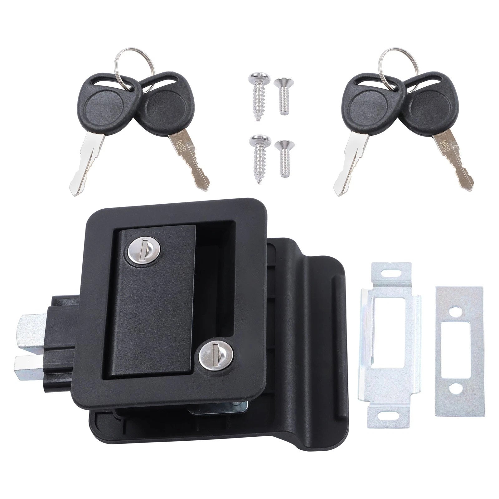 Black RV Paddle Entry Door Lock Latch Handle Deadbolt for Cargo Trailer