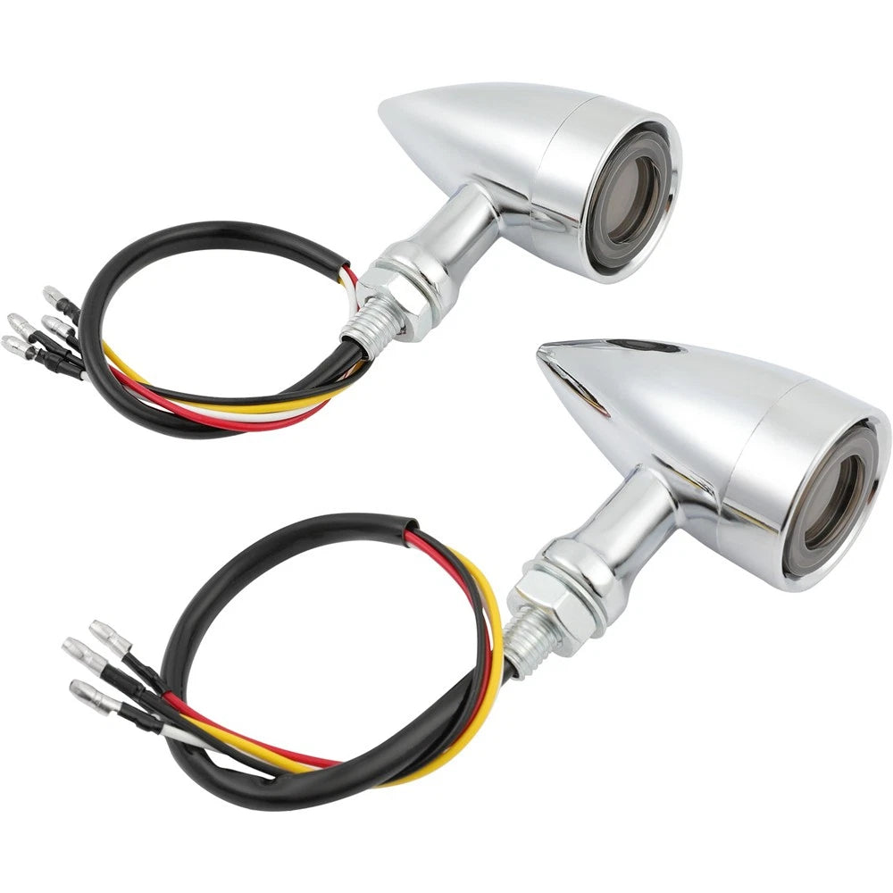 2Pcs LED Turn Signal Blinker Light for Motorcycle (Chrome Housing)