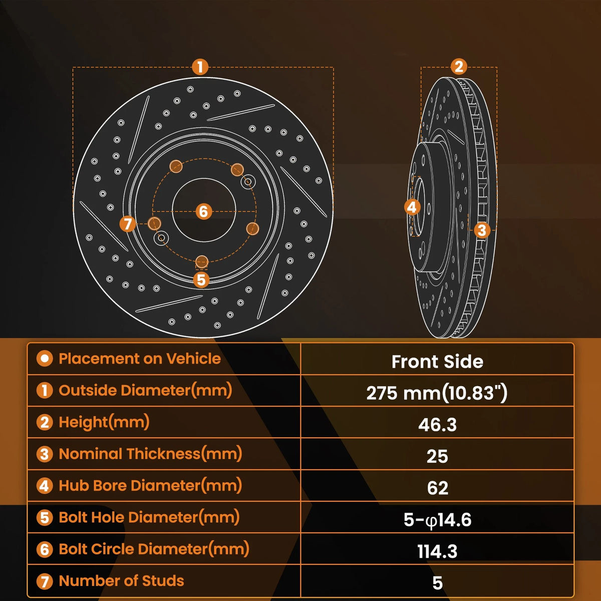 Front Brake Rotors and Pads Kit for Toyota Prius V (2012–2017), RAV4 (2006–2018) D1210