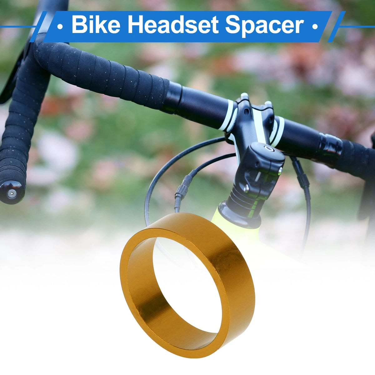 Bike Headset Spacer 10mm Stem Fork Washer for 1-1/8 Aluminum Gold Tone