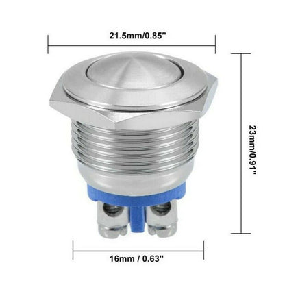 Metal Push Button Momentary Reset Switch for Car/Boat (12V DC, 16mm)